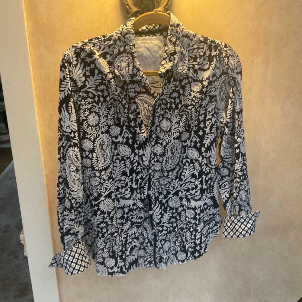 CINO shirt - 100% cotton print button down shirt. Crinkle voile fabric with roll